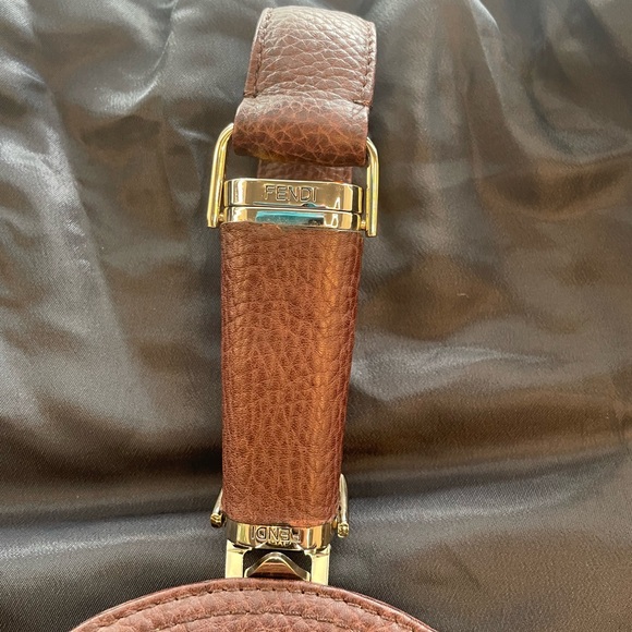 Fendi Brown Rouched Leather Wristlet Handbag - Picture 2 of 8